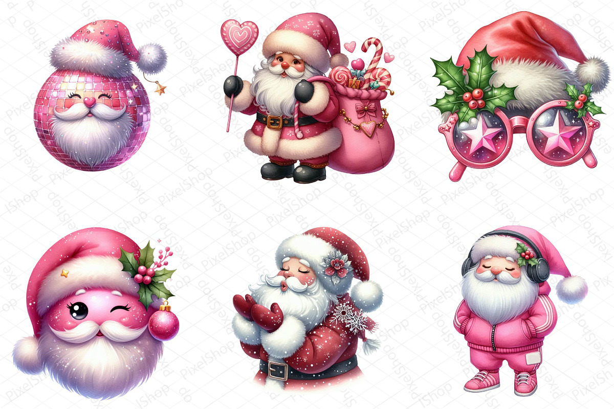 Pink Trendy Christmas Santa Png, an Illustration by DreamPrint404 (Photo 3 of 6)