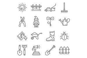 Gardening line icon set, an Outline Icon by ElineDesign