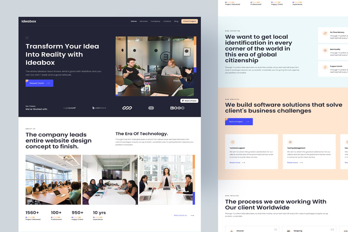Ideabox-Website Template for Framer, a Landing Page Template by Lumina_ui_ux202 (Photo 1 of 6)