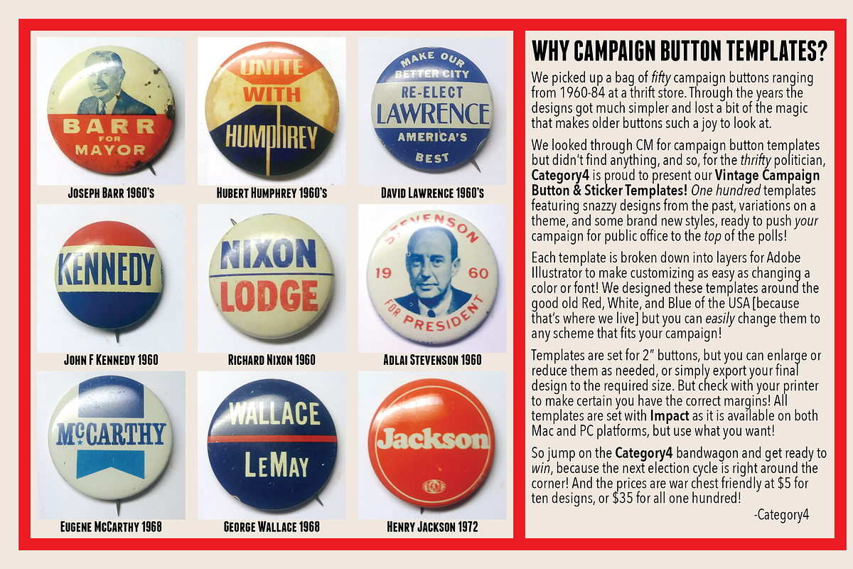 Vintage Campaign Button Templates 04, an Illustration by category4 (Photo 3 of 4)