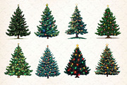Watercolor Christmas Tree Clipart, a Work Illustration by Dream Creation (Thumbnail 3 of 4)