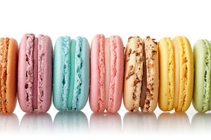 Colorful sweet macarons, closeup, a Food & Drink Photo by AlyaAnd