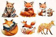Watercolor Autumn Fox Clipart, an Illustration by Pixels.Craft (Thumbnail 3 of 7)