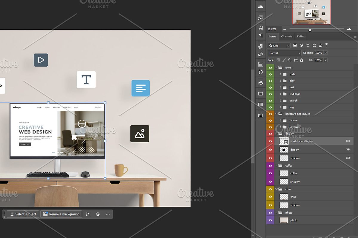 Floating Icons Desk Mockup, a Device Mockup by RSplaneta (Photo 2 of 2)
