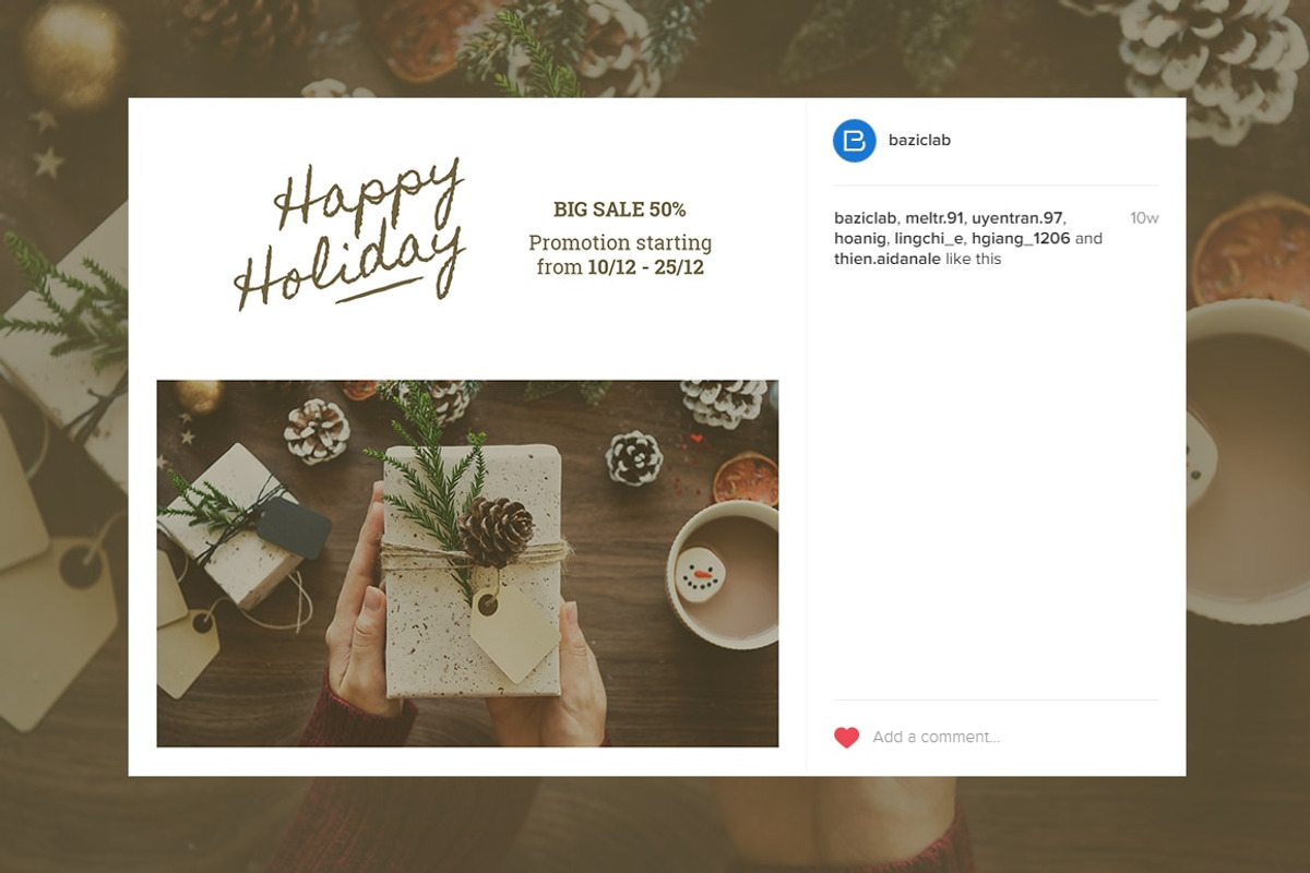 Holiday Vintage Social Media Pack, a Social Media Template by CaDesign (Photo 4 of 7)