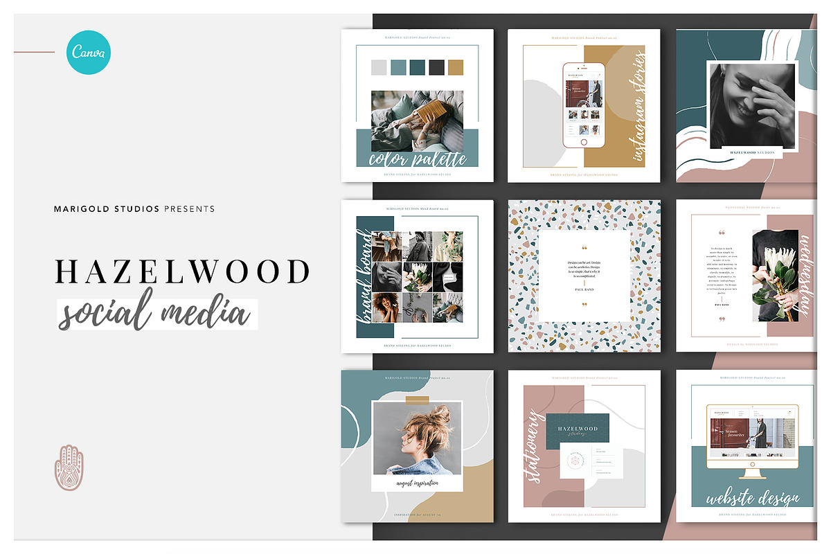 HAZELWOOD | Social | Canva & PPT, a Social Media Template by Marigold Studios (Photo 1 of 9)