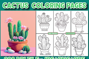 Cactus Coloring Pages for Adults, a Brochure Template by Design Station