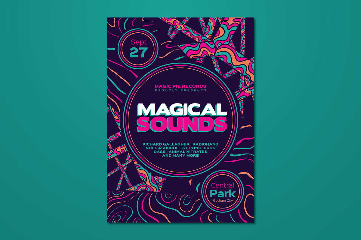 Magical Sounds Psychedelic Flyer, a Flyer Template by ashenterprise (Photo 1 of 3)