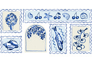 Hand drawn Amalfi coast postage, a Food Illustration by Zimages (Thumbnail 1 of 3)
