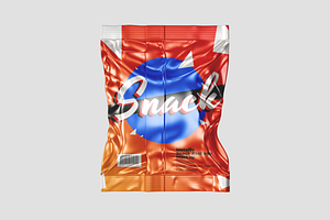 Snack Metalic Pouch Packaging Mockup