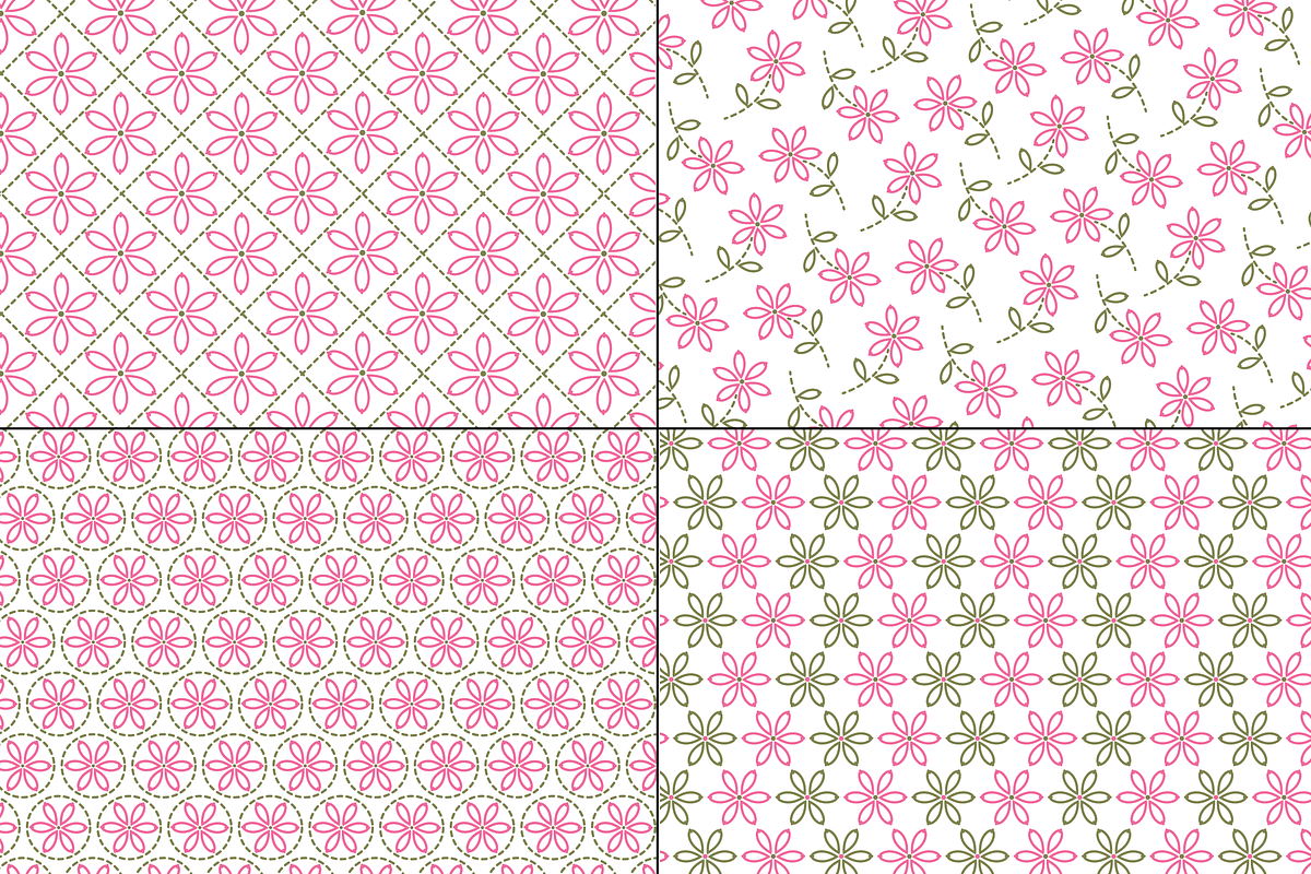 Pink Green Embroidered Patterns preview 3
