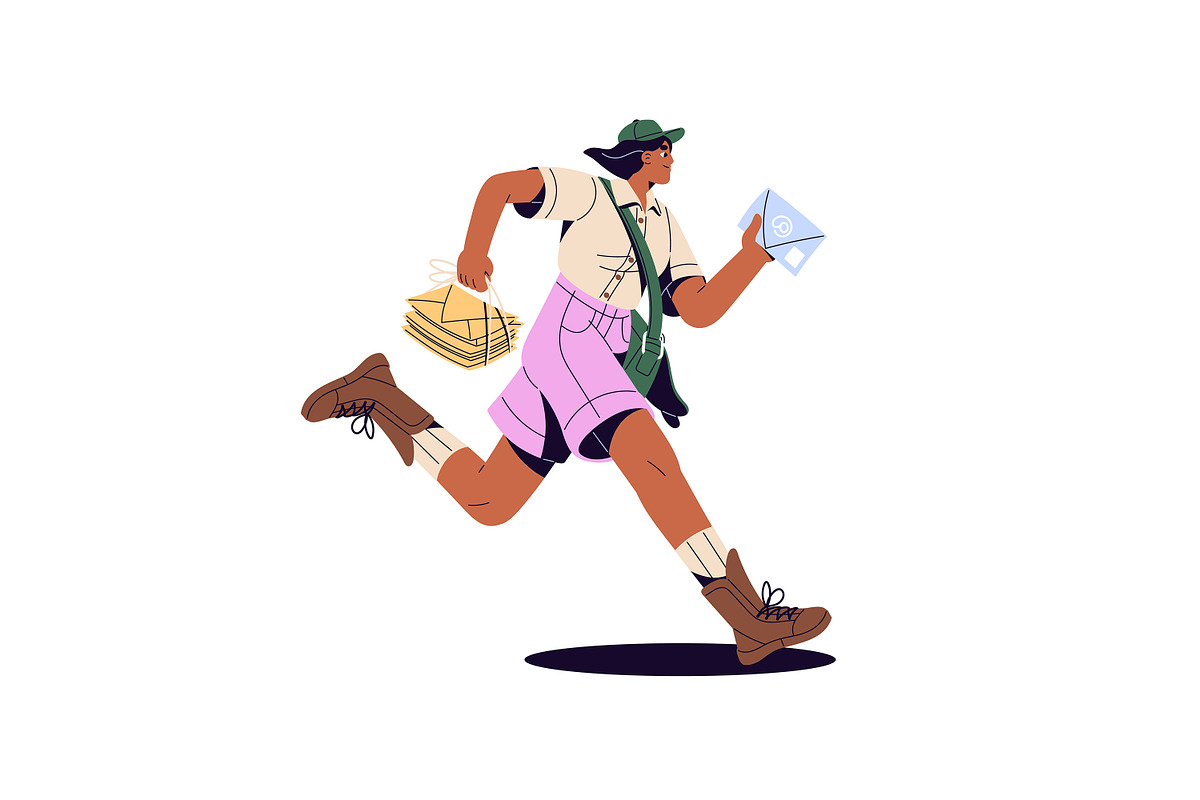Postmen delivering letters, mail set, a Person Illustration by PaperTrident (Photo 4 of 13)