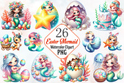 Easter Mermaid Sublimation Clipart, an Illustration by RobertsArt (Thumbnail 1 of 7)