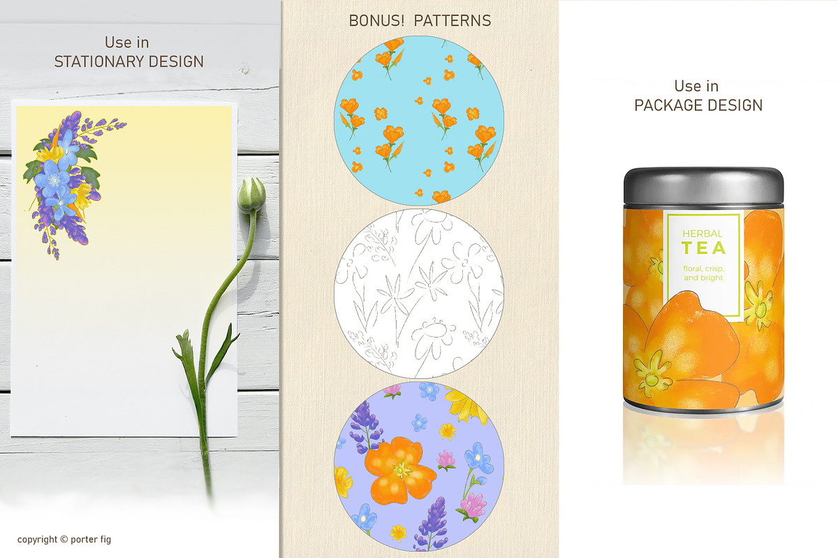 Spring Wildflowers Design Set, a Seasonal Illustration by Porter Fig (Photo 5 of 5)