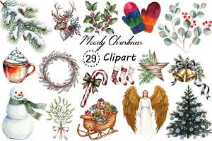 Moody Christmas Clipart PNG Bundle, an Illustration by Creative Art