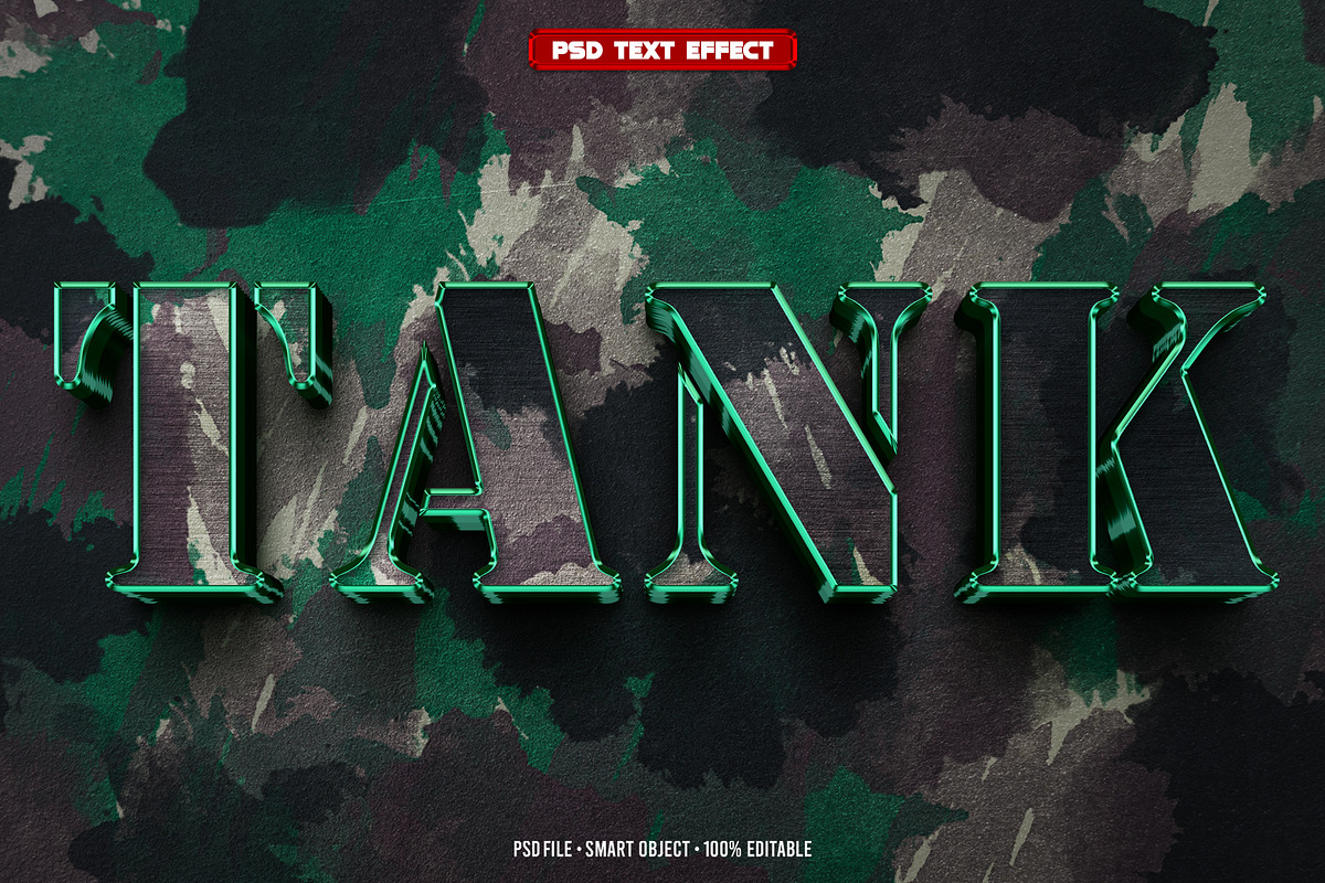 Tank 3D editable text effect, a Layer Style Add-On by Hello Muh (Photo 1 of 2)
