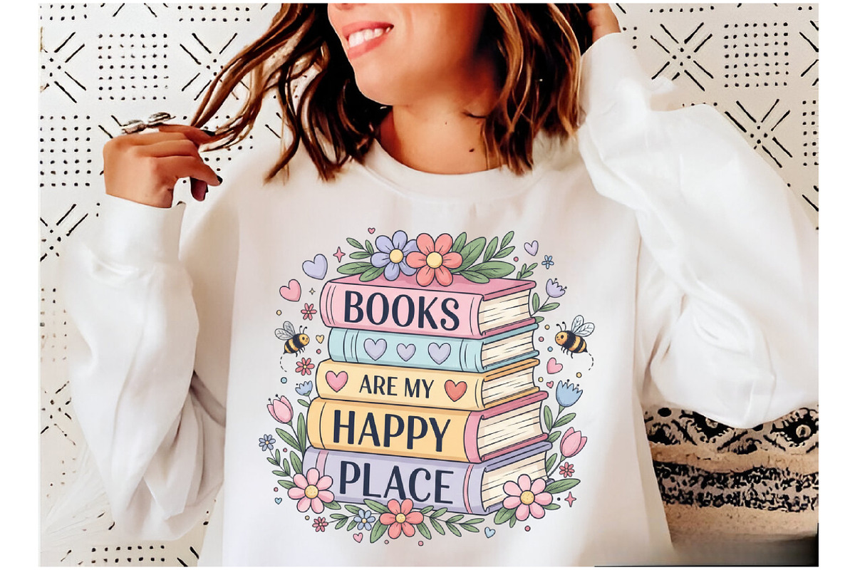 Books Are My Happy Place PNG, Aesthe, an Illustration by Designking (Photo 2 of 6)