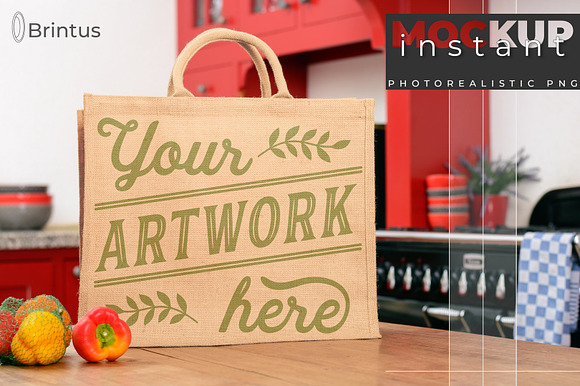 Instant mockup Burlap shopping bag preview 8