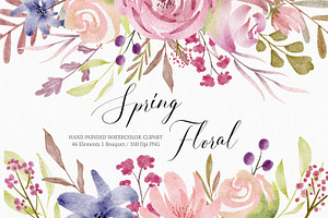 Spring flowers watercolor clipart