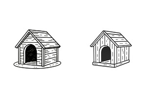 Two simple wooden dog houses, an Animal Illustration by ZinetroN