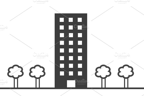 Building Silhouette With Trees