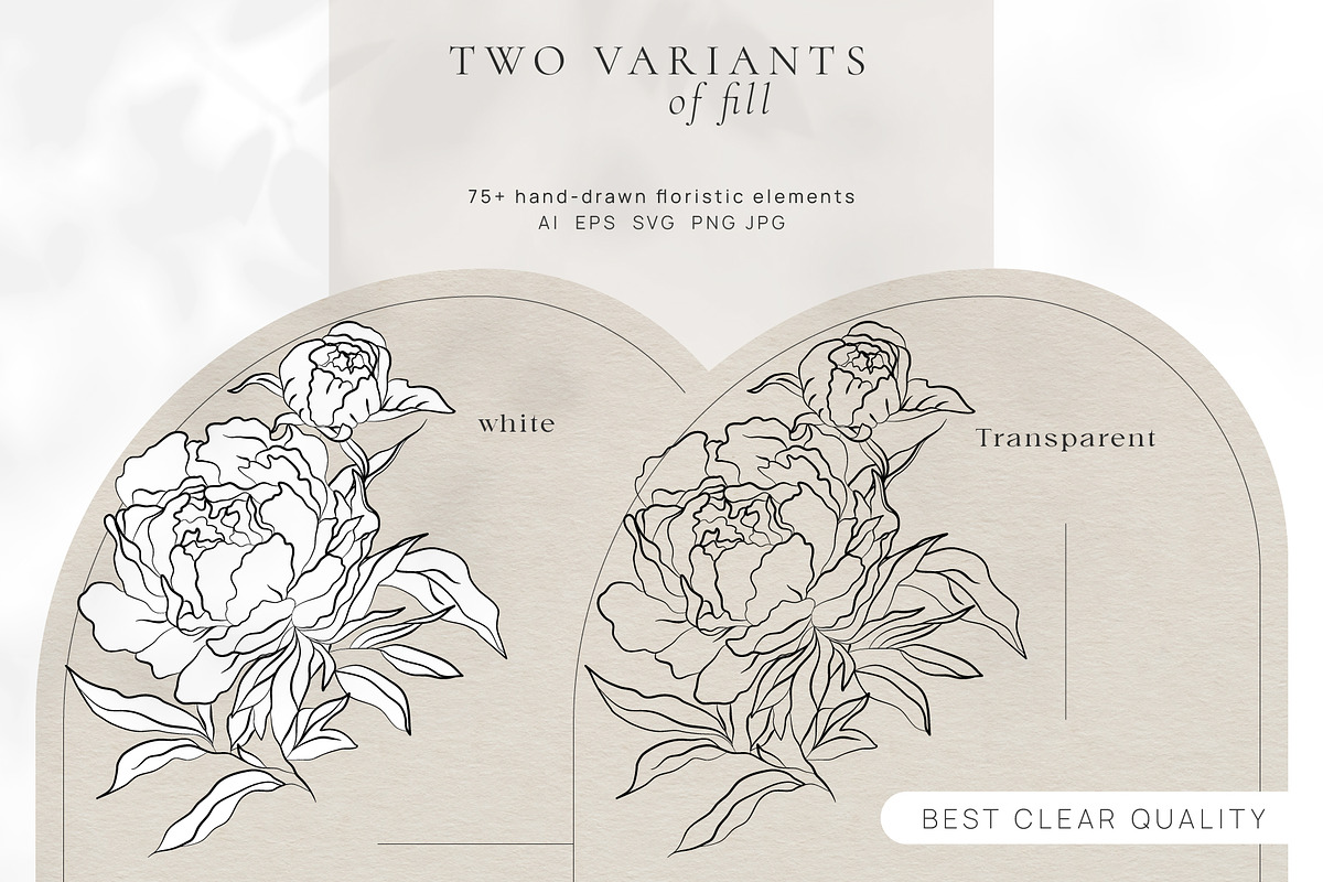 Line Art Peonies Illustrations, a Decorative Illustration by La Petite Line Art (Photo 7 of 11)