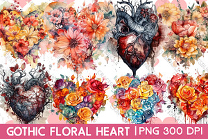 Gothic Floral Heart Clipart