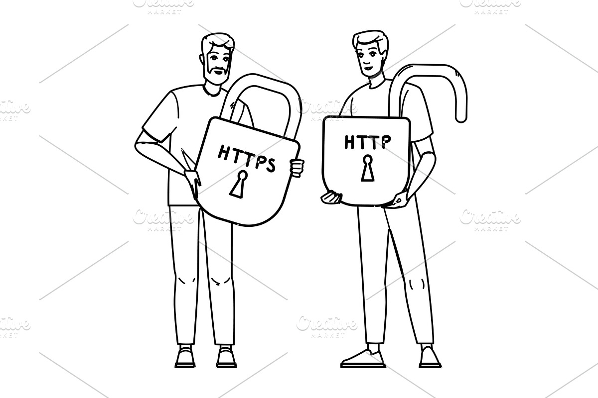 secure https http vector, a Person Illustration by pikepicture