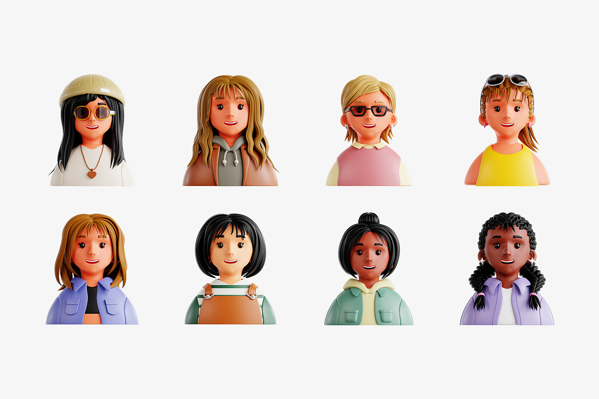 Diverse Teens 3D Icon Set, an Object 3D Model by Eklip Studio (Photo 3 of 3)