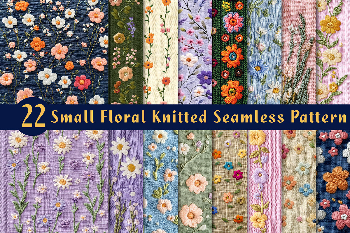 Small Floral Knitted Seamless Patter, a Pattern Graphic by CreationArt (Photo 1 of 5)