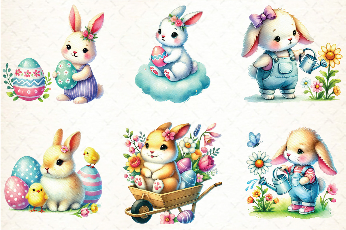 Easter Bunny Sublimation Clipart, an Illustration by DreamCafeArt (Photo 3 of 5)
