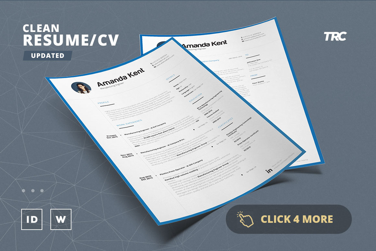 Clean Resume/Cv Template Volume 9, a Resume Template by TheResumeCreator (Photo 2 of 6)