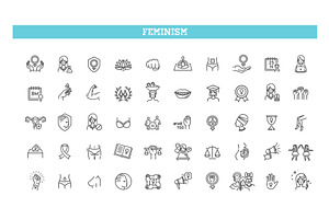 Feminism thin line icons set, an Outline Icon by Tettygreen