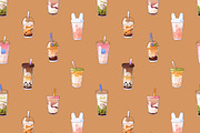Bubble tea set + ad backgrounds, a Food Illustration by PaperTrident (Thumbnail 9 of 11)