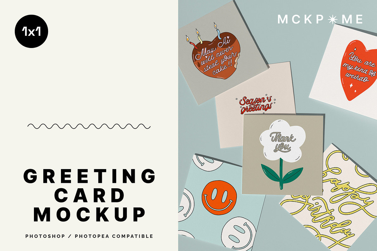 Multiple 1x1 Square cards mockup, a Merchandise Mockup by MCKP*ME