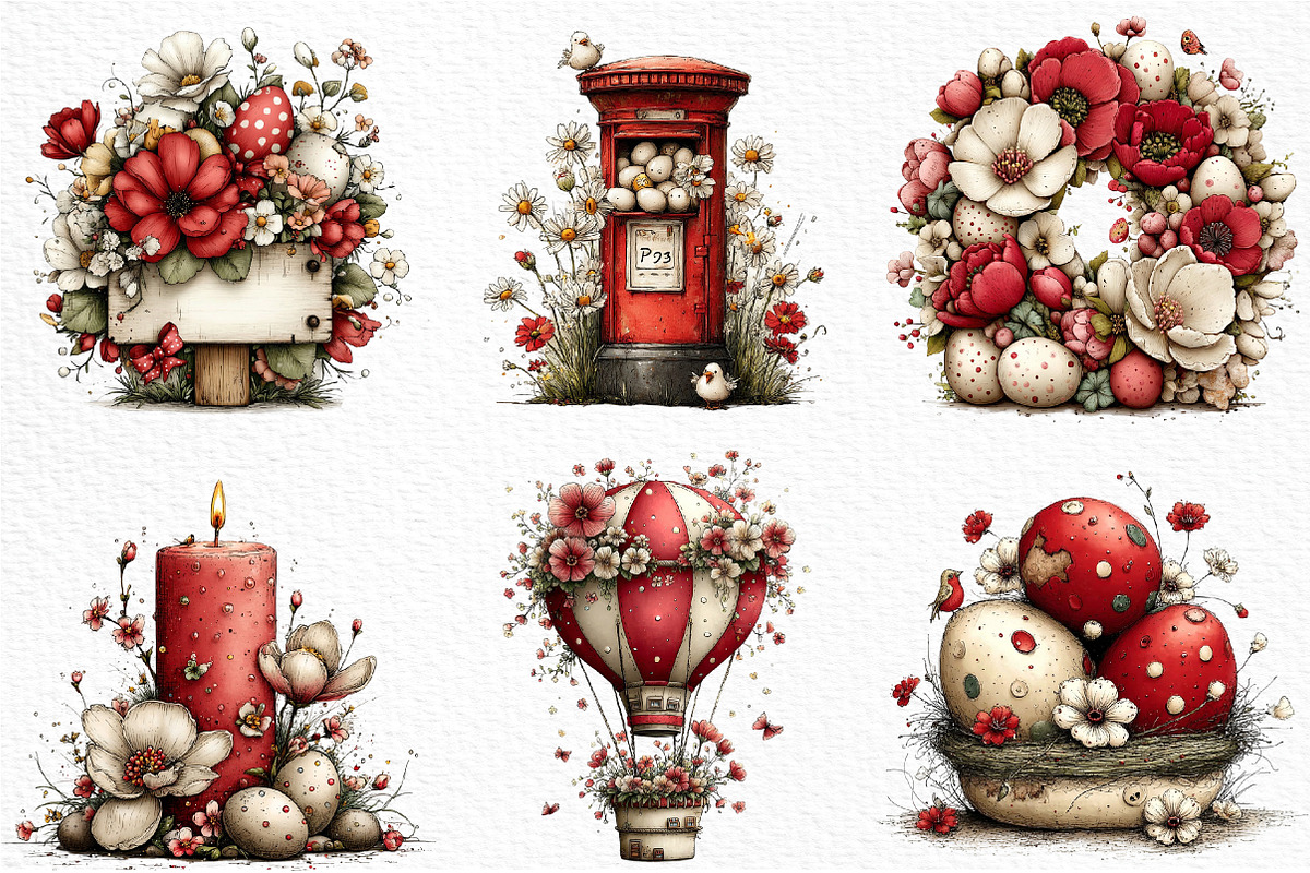 Whimsical Easter Clipart PNG, an Illustration by Craft Nest (Photo 4 of 11)