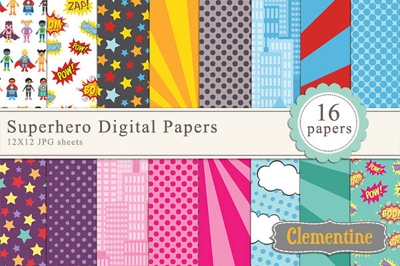 Superhero Digital Papers preview 4