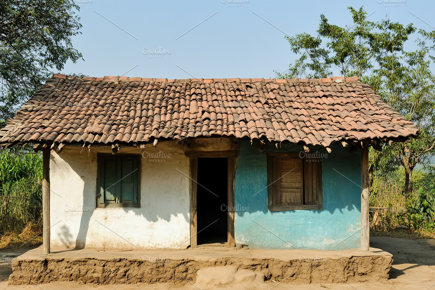 Traditional Indian village house in daylight showcasing rural architecture and, an Architecture Photo by AlyaAnd