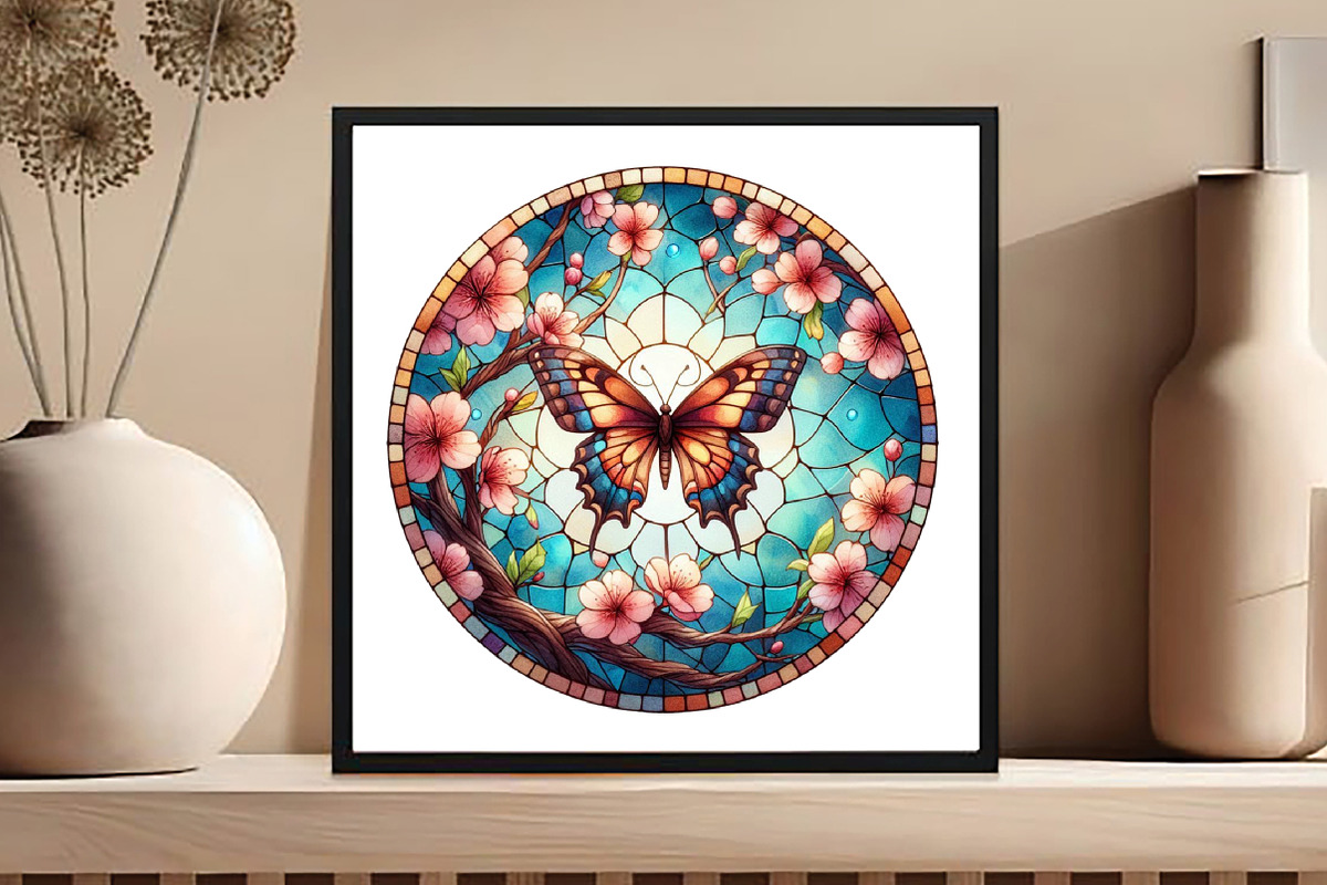 Round Butterfly Stained Glass, an Illustration by DreamCafeArt (Photo 5 of 5)