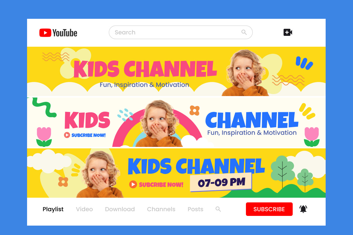 Creative Kids YouTube Banner Design, a Social Media Template by twinstd (Photo 2 of 2)