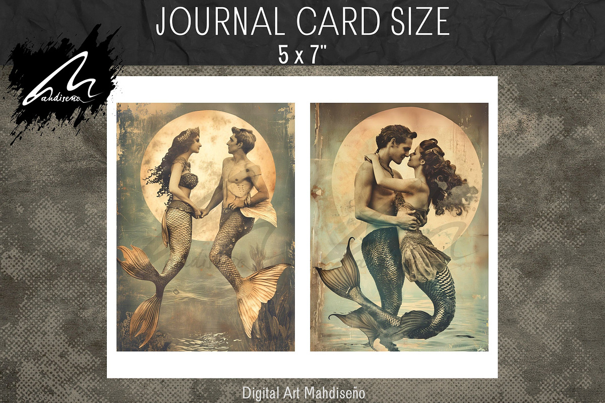 Vintage Mermaid Couple, Paper Print, a Person Illustration by Digital Art Mahdiseño (Photo 7 of 9)