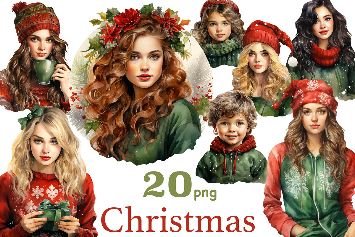 Christmas Fashion Girl Clipart, a Person Illustration by GlamArtZhanna (Photo 1 of 5)