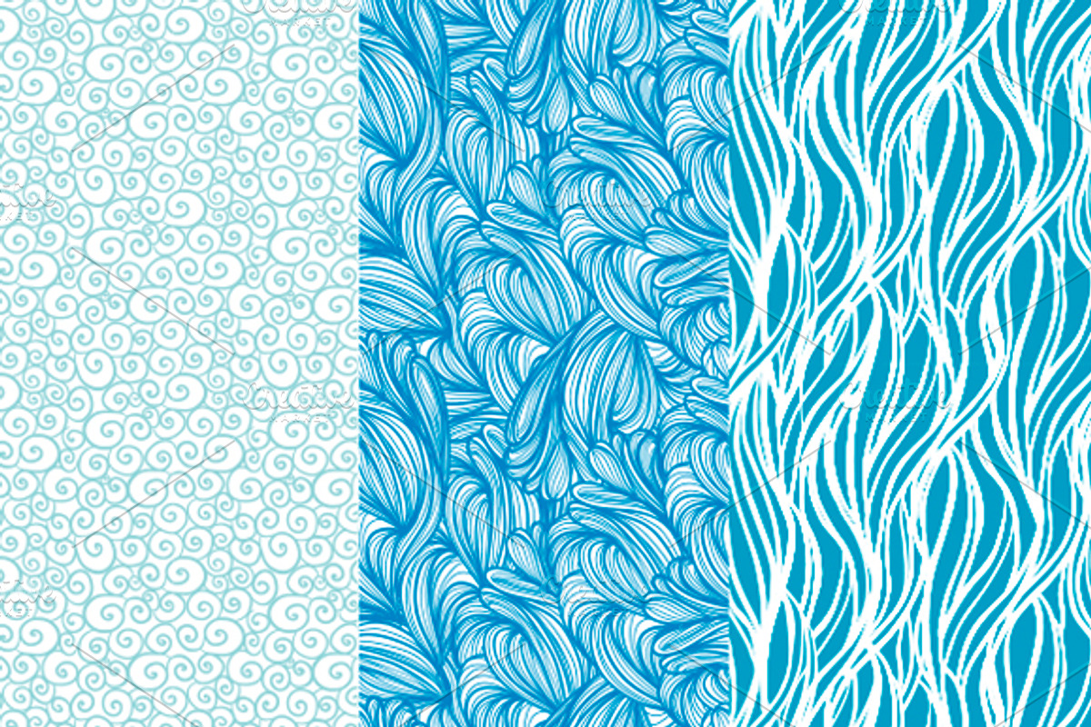 seamless waves and curls backgrounds preview 3