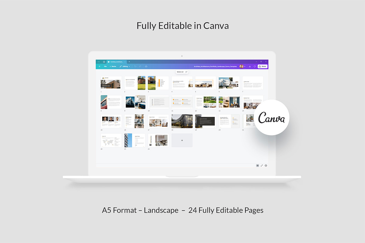 Architeo Portfolio Landscape Canva, a Brochure Template by artbart (Photo 6 of 6)