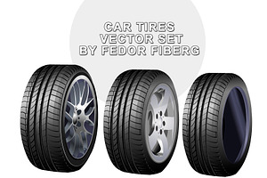 Car tires vector illustration set