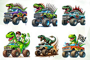 T-Rex Dinosaur Monster Truck Clipart, an Illustration by CreationArt (Thumbnail 2 of 5)