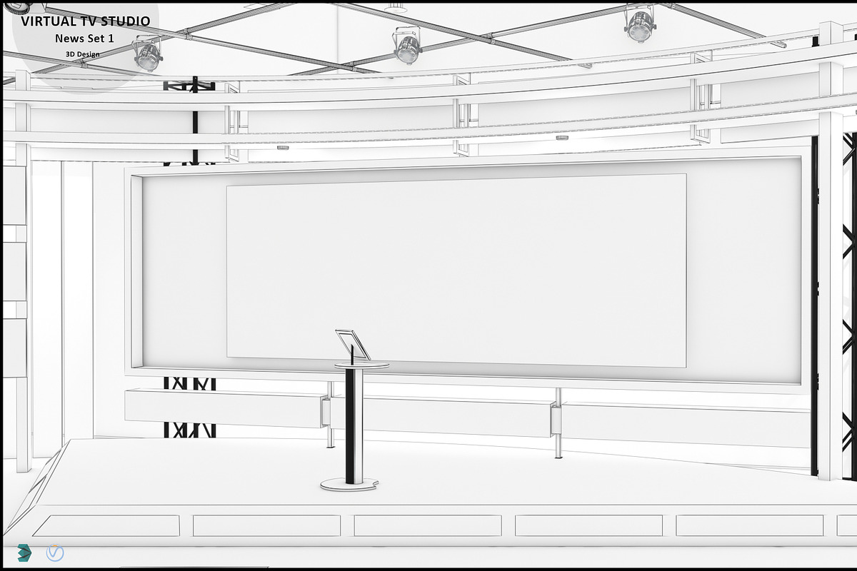Virtual TV Studio News Set 1, an Architecture 3D Model by akerStudio (Photo 31 of 57)