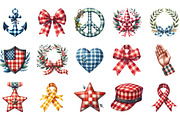 Gingham Veterans Day Clipart, an Illustration by Designking (Thumbnail 5 of 5)