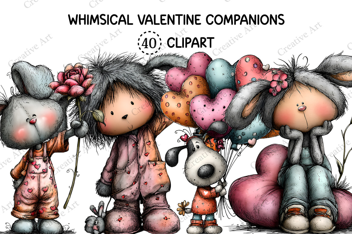 Whimsical Valentine Companions, an Illustration by Creative Art (Photo 1 of 11)