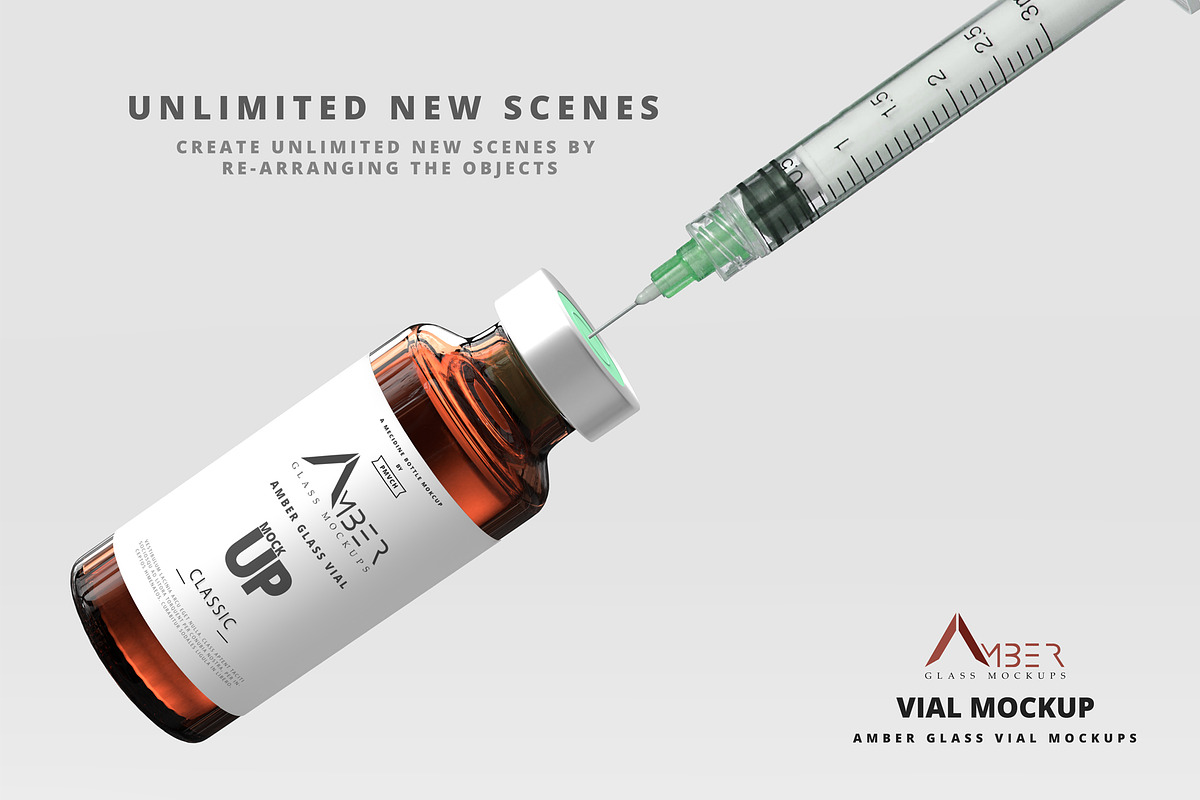 Amber Glass Vial Mockup, a Packaging Mockup by pmvch (Photo 8 of 11)